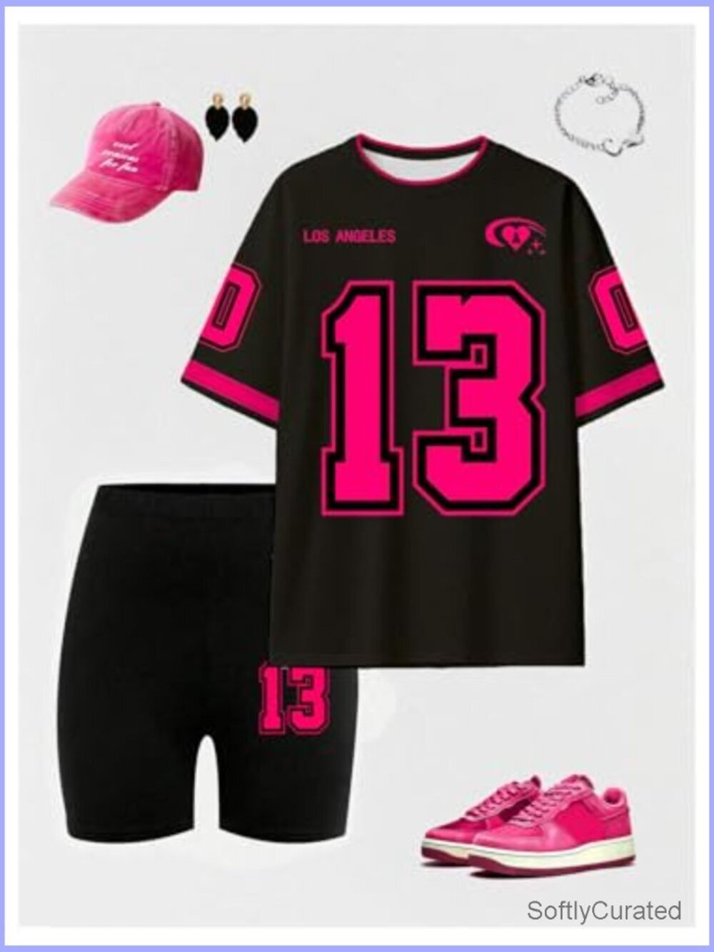 Oversized Graphic Jersey Shirt and Biker Shorts Set - Medium - Picture 3 of 5